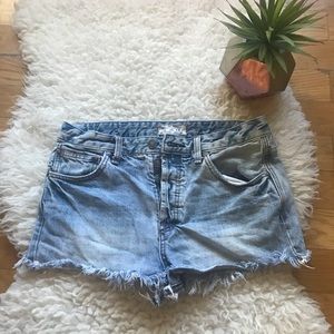 FREE PEOPLE high waisted jean cutoff shorts